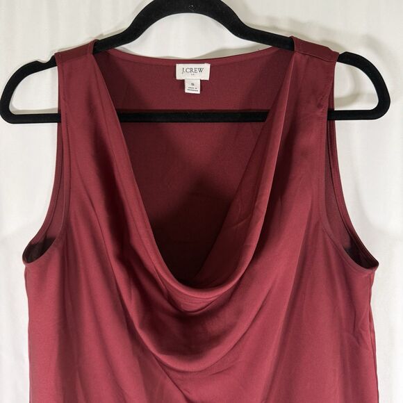 J. Crew Blouse Women's Small Burgundy Sleeveless Draped Neckline Lightweight - Picture 2 of 11